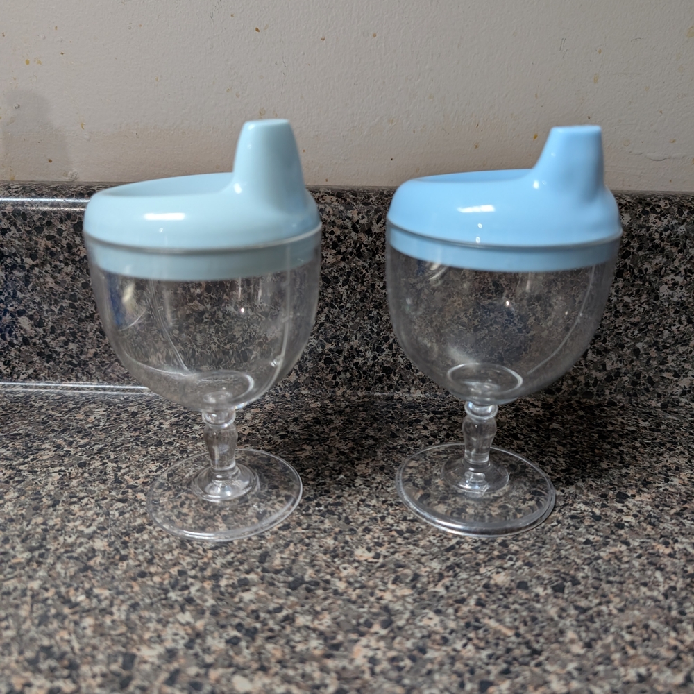 Children's Blue Sippy Cup Wine Glasses